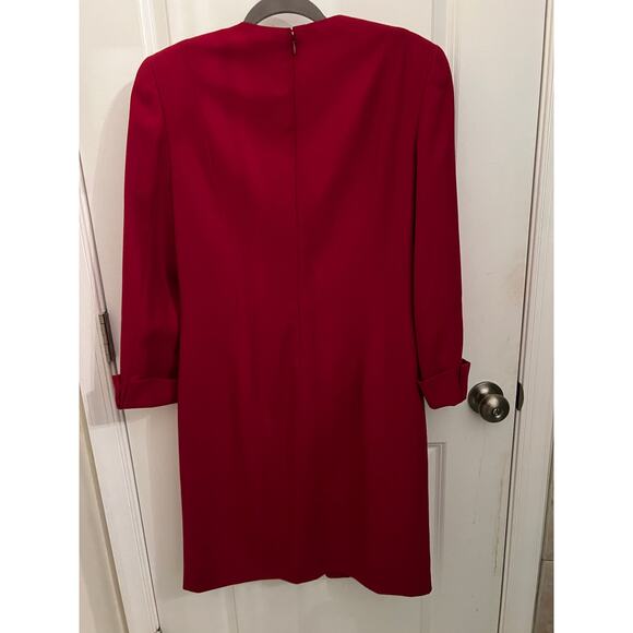 Badgley Mischka Women's Vintage Burgundy Black 100% Wool Dress Size 10 Designer - Picture 2 of 10